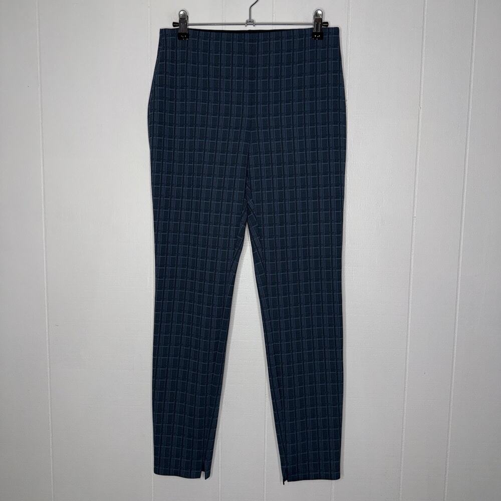 Theory Women’s Scuba Pull On Leggings Pants Grid Plaid Blue Size Medium